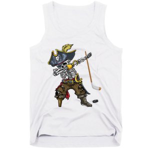 Dabbing Skeleton Pirate Hockey Lover Halloween Costume Tank Top