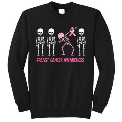 Dabbing Skeleton Pink Ribbon Breast Cancer Halloween Sweatshirt