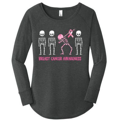 Dabbing Skeleton Pink Ribbon Breast Cancer Halloween Women's Perfect Tri Tunic Long Sleeve Shirt