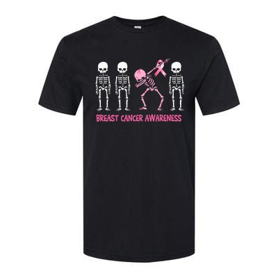 Dabbing Skeleton Pink Ribbon Breast Cancer Halloween Softstyle® CVC T-Shirt