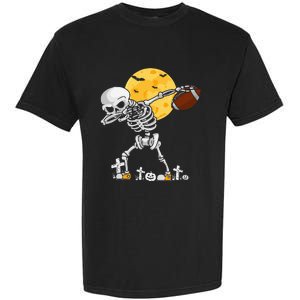 Dabbing Skeleton Playing Football Halloween Player Coach Garment-Dyed Heavyweight T-Shirt