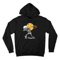 Dabbing Skeleton Playing Football Halloween Player Coach Tall Hoodie