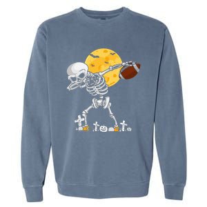 Dabbing Skeleton Playing Football Halloween Player Coach Garment-Dyed Sweatshirt