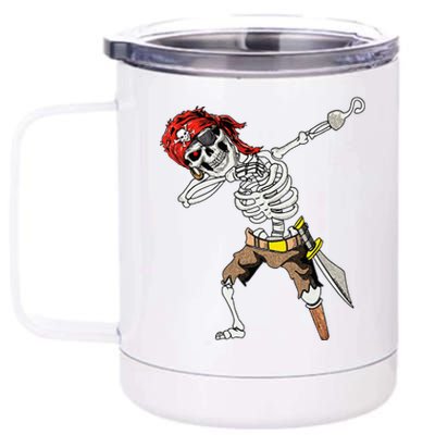 Dabbing Skeleton Pirate Halloween Kids Jolly Roger Pirate 12 oz Stainless Steel Tumbler Cup