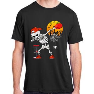 Dabbing Skeleton Playing Disc Golf Halloween Player Coach Adult ChromaSoft Performance T-Shirt