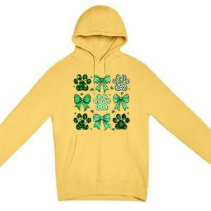 Dog St Patricks Day Coquette Dog Cat Paw Shamrock Leopard Premium Pullover Hoodie