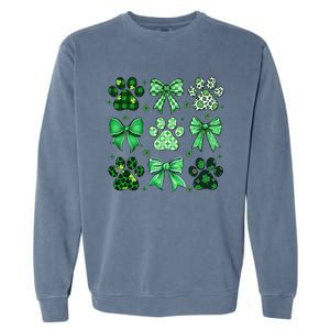 Dog St Patricks Day Coquette Dog Cat Paw Shamrock Leopard Garment-Dyed Sweatshirt