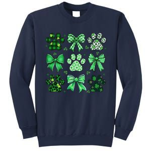 Dog St Patricks Day Coquette Dog Cat Paw Shamrock Leopard Sweatshirt