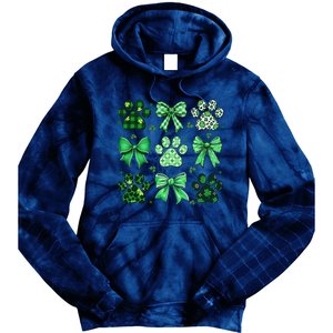 Dog St Patricks Day Coquette Dog Cat Paw Shamrock Leopard Tie Dye Hoodie