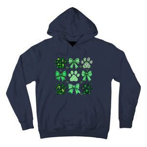 Dog St Patricks Day Coquette Dog Cat Paw Shamrock Leopard Tall Hoodie