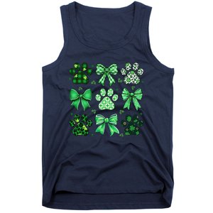 Dog St Patricks Day Coquette Dog Cat Paw Shamrock Leopard Tank Top