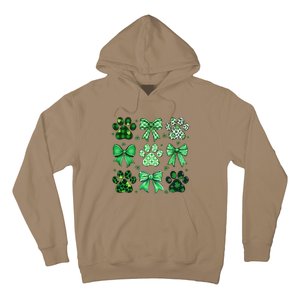 Dog St Patricks Day Coquette Dog Cat Paw Shamrock Leopard Hoodie