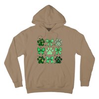 Dog St Patricks Day Coquette Dog Cat Paw Shamrock Leopard Hoodie