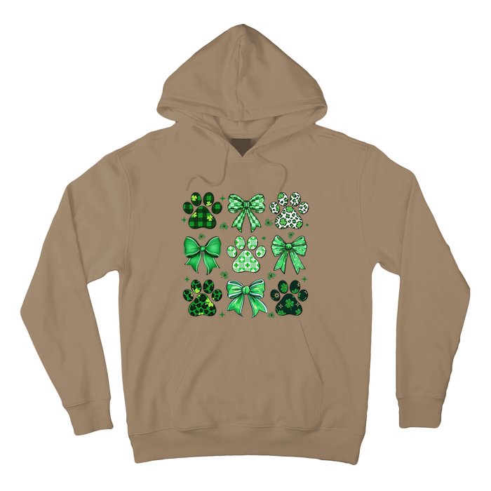 Dog St Patricks Day Coquette Dog Cat Paw Shamrock Leopard Hoodie