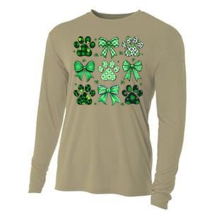 Dog St Patricks Day Coquette Dog Cat Paw Shamrock Leopard Cooling Performance Long Sleeve Crew