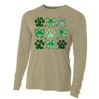 Dog St Patricks Day Coquette Dog Cat Paw Shamrock Leopard Cooling Performance Long Sleeve Crew