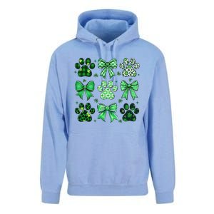 Dog St Patricks Day Coquette Dog Cat Paw Shamrock Leopard Unisex Surf Hoodie