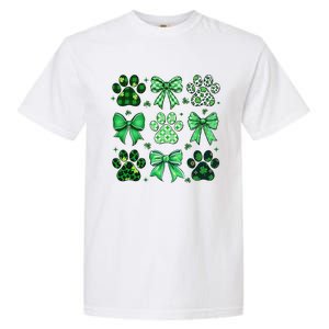 Dog St Patricks Day Coquette Dog Cat Paw Shamrock Leopard Garment-Dyed Heavyweight T-Shirt