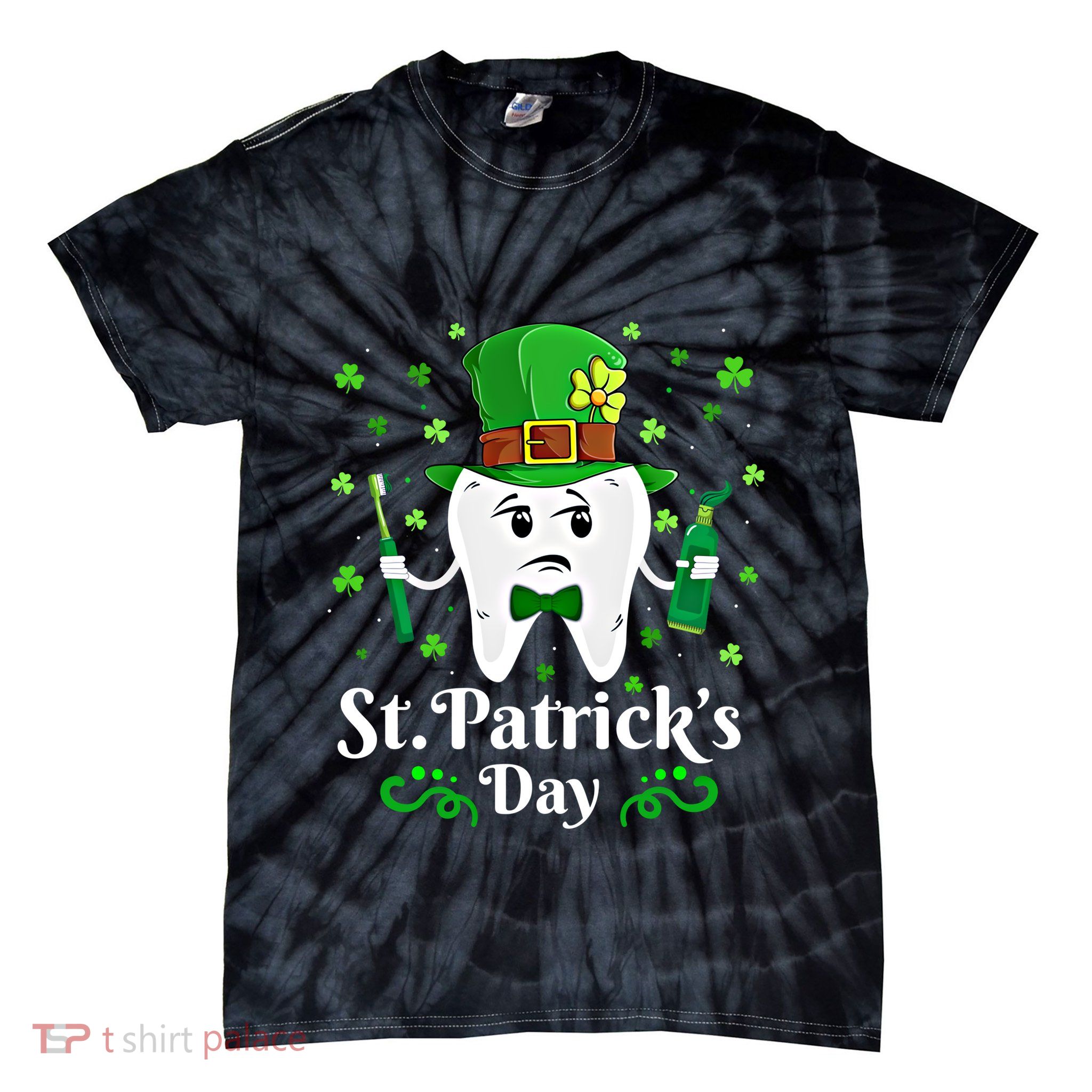 Dentist St PatrickS Day Funny Leprechaun Tooth Dental Gift Tie-Dye T-Shirt