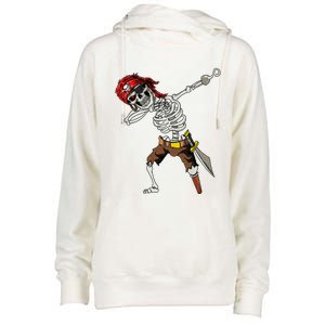 Dabbing Skeleton Pirate Halloween Jolly Roger Pirate Womens Funnel Neck Pullover Hood