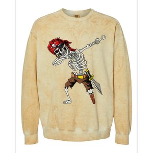 Dabbing Skeleton Pirate Halloween Jolly Roger Pirate Colorblast Crewneck Sweatshirt