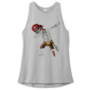 Dabbing Skeleton Pirate Halloween Jolly Roger Pirate Ladies PosiCharge Tri-Blend Wicking Tank