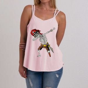 Dabbing Skeleton Pirate Halloween Jolly Roger Pirate Women's Strappy Tank