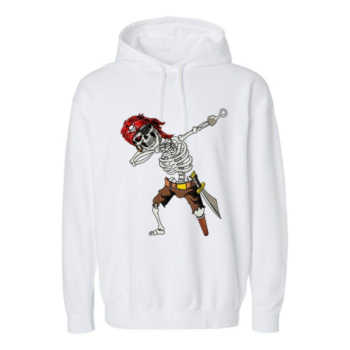 Dabbing Skeleton Pirate Halloween Jolly Roger Pirate Garment-Dyed Fleece Hoodie