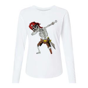 Dabbing Skeleton Pirate Halloween Jolly Roger Pirate Womens Cotton Relaxed Long Sleeve T-Shirt