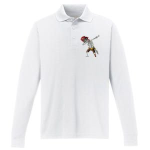 Dabbing Skeleton Pirate Halloween Jolly Roger Pirate Performance Long Sleeve Polo