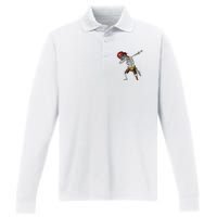 Dabbing Skeleton Pirate Halloween Jolly Roger Pirate Performance Long Sleeve Polo