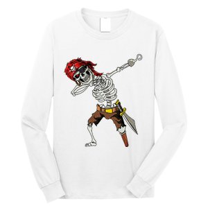 Dabbing Skeleton Pirate Halloween Jolly Roger Pirate Long Sleeve Shirt