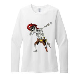 Dabbing Skeleton Pirate Halloween Jolly Roger Pirate Womens CVC Long Sleeve Shirt