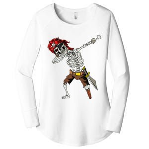 Dabbing Skeleton Pirate Halloween Jolly Roger Pirate Women's Perfect Tri Tunic Long Sleeve Shirt