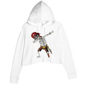 Dabbing Skeleton Pirate Halloween Jolly Roger Pirate Crop Fleece Hoodie