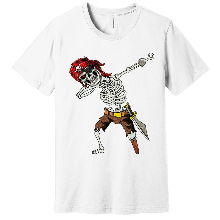 Dabbing Skeleton Pirate Halloween Jolly Roger Pirate Premium T-Shirt