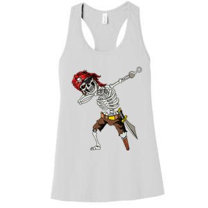 Dabbing Skeleton Pirate Halloween Jolly Roger Pirate Women's Racerback Tank