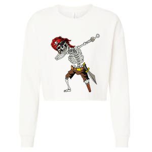 Dabbing Skeleton Pirate Halloween Jolly Roger Pirate Cropped Pullover Crew