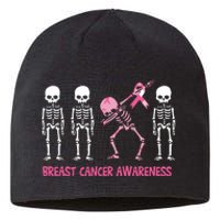 Dabbing Skeleton Pink Ribbon Breast Cancer Halloween Sustainable Beanie