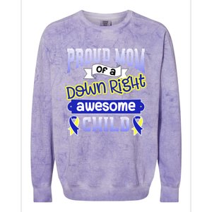 Down Syndrome Quote Mom Support Awesome Ribbon Gift Colorblast Crewneck Sweatshirt