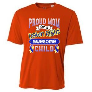 Down Syndrome Quote Mom Support Awesome Ribbon Gift Cooling Performance Crew T-Shirt