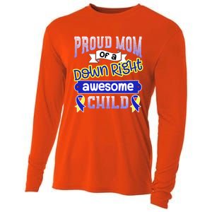 Down Syndrome Quote Mom Support Awesome Ribbon Gift Cooling Performance Long Sleeve Crew