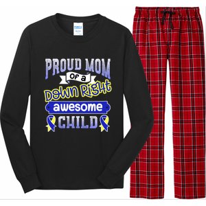 Down Syndrome Quote Mom Support Awesome Ribbon Gift Long Sleeve Pajama Set