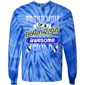 Down Syndrome Quote Mom Support Awesome Ribbon Gift Tie-Dye Long Sleeve Shirt