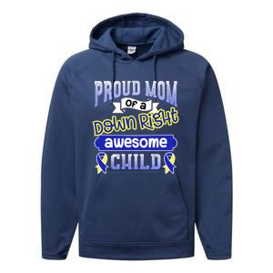 Down Syndrome Quote Mom Support Awesome Ribbon Gift Performance Fleece Hoodie