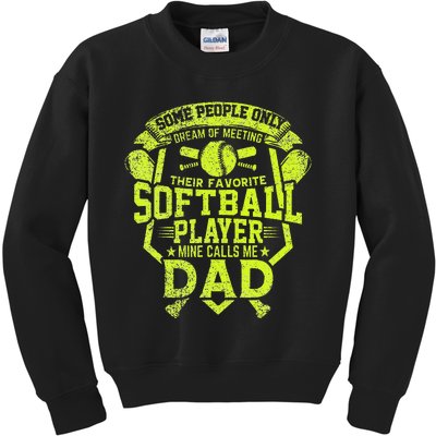 Dad Softball Quote Baller's Daddy Design Sports Humor Kids Sweatshirt