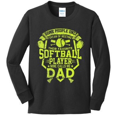 Dad Softball Quote Baller's Daddy Design Sports Humor Kids Long Sleeve Shirt