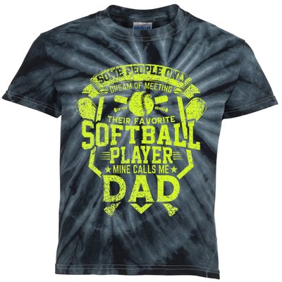 Dad Softball Quote Baller's Daddy Design Sports Humor Kids Tie-Dye T-Shirt