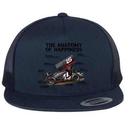 Dirttrack Sprintcars Racing Anatomy Lover Gift Gift Flat Bill Trucker Hat