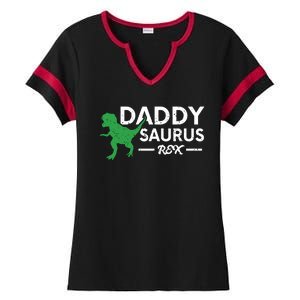 Daddy Saurus Rex Funny Coolest Dad Gift Ladies Halftime Notch Neck Tee